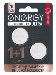 Батарейка литиевые ENERGY Ultra CR2032/2B 2шт в упаковке 104409