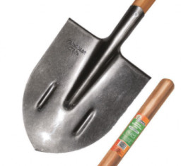 Лопата штыковая ЛКО рельсовая сталь Урожайная сотка с ребрами жесткости с крашенным дер/чер S506-4