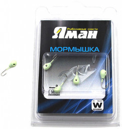 Мормышка вольф  ЯМАН  Капля с ушк. + кр. камень, р.4, вес 1 г, цв.фосф.