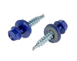 Саморез 5,5*25 сверло,гол.шестигр.с шайбой, RAL 5002  (синий)  Pront