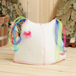 Шапка для бани детская Радужные хвостики белая 5-7 лет